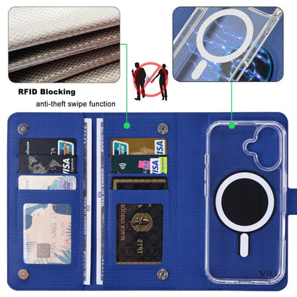 For iPhone 16 Plus ViLi GHA-C Series RFID MagSafe Magnetic Flip Leather Phone Case(Blue) - iPhone 16 Plus Cases by ViLi | Online Shopping UK | buy2fix