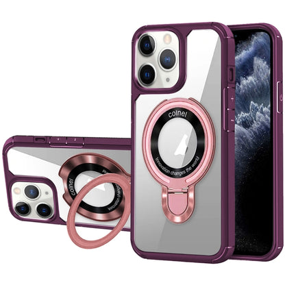 For iPhone 11 Pro MagSafe Acrylic Hybrid TPU Phone Case with Holder(Wine Red) - iPhone 11 Pro Cases by buy2fix | Online Shopping UK | buy2fix