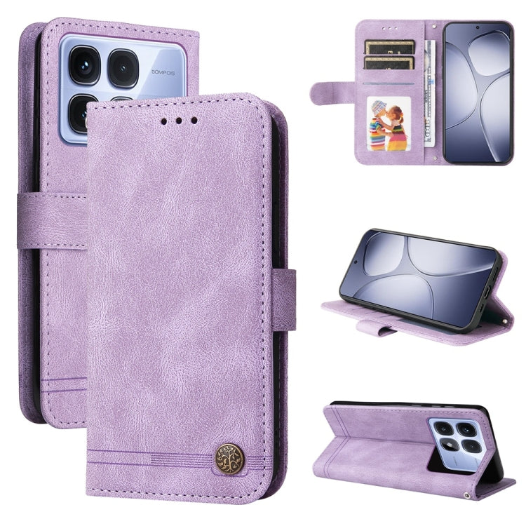 For Redmi K70 Ultra Skin Feel Life Tree Metal Button Leather Phone Case(Purple) - Xiaomi Cases by buy2fix | Online Shopping UK | buy2fix