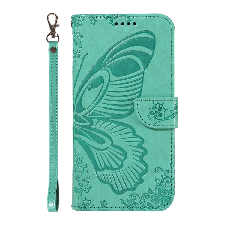 For Samsung Galaxy S25 Ultra 5G Swallowtail Butterfly Embossed Leather Phone Case(Green) - Galaxy S25 Ultra 5G Cases by buy2fix | Online Shopping UK | buy2fix