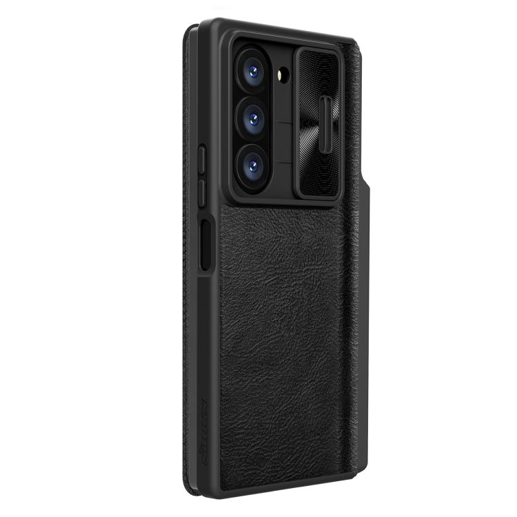 For Samsung Galaxy Z Fold6 5G NILLKIN QIN Series Pro Sliding Camera Cover Design Leather Phone Case(Black) - Galaxy Z Fold6 5G Cases by NILLKIN | Online Shopping UK | buy2fix