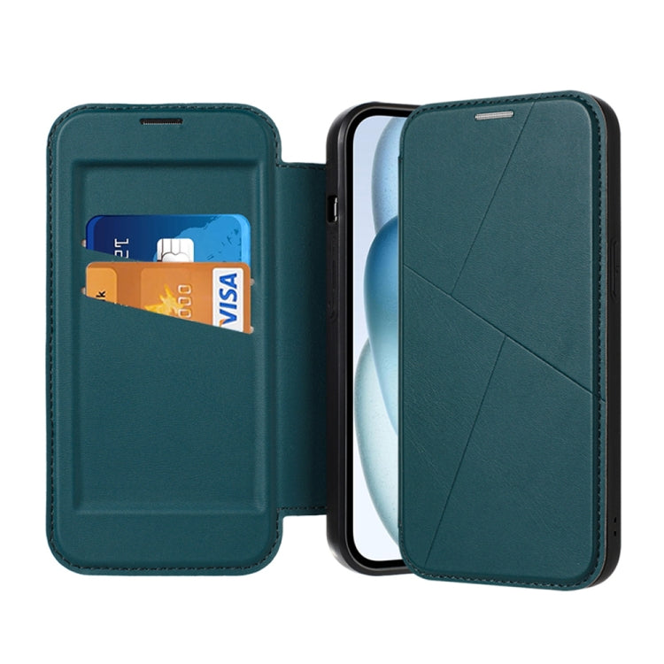 For iPhone 15 Magnetic Armor Series RFID Card Slots Leather Phone Case(Green) - iPhone 15 Cases by buy2fix | Online Shopping UK | buy2fix