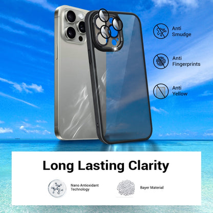 For iPhone 15 Colorful Armor Lens Film Translucent Phone Case(Black) - iPhone 15 Cases by buy2fix | Online Shopping UK | buy2fix