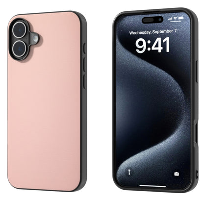 For iPhone 16 PU Leather Black Frame Full Coverage Phone Case(Light Pink) - iPhone 16 Cases by buy2fix | Online Shopping UK | buy2fix