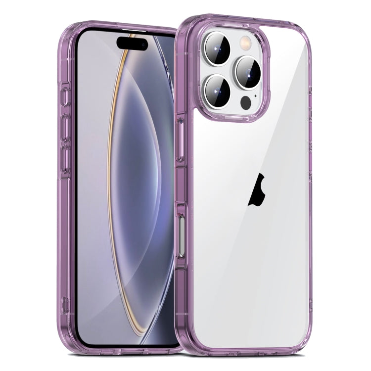 For iPhone 16 Pro Max PC Hybrid TPU Full Coverage Shockproof Phone Case(Transparent Purple) - iPhone 16 Pro Max Cases by buy2fix | Online Shopping UK | buy2fix