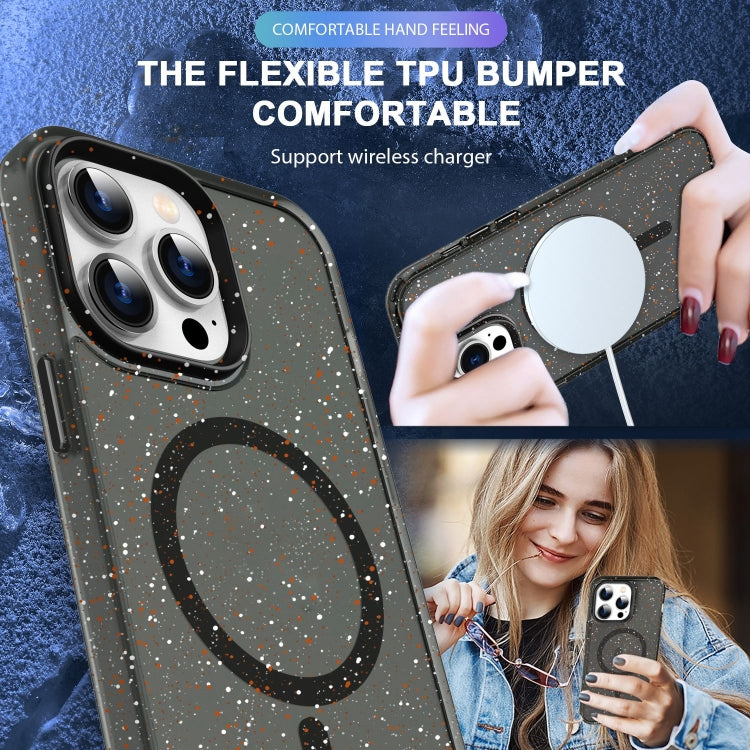 For iPhone 14 Pro Colorful Ink-splash Magsafe PC Hybrid TPU Phone Case(Black) - iPhone 14 Pro Cases by buy2fix | Online Shopping UK | buy2fix