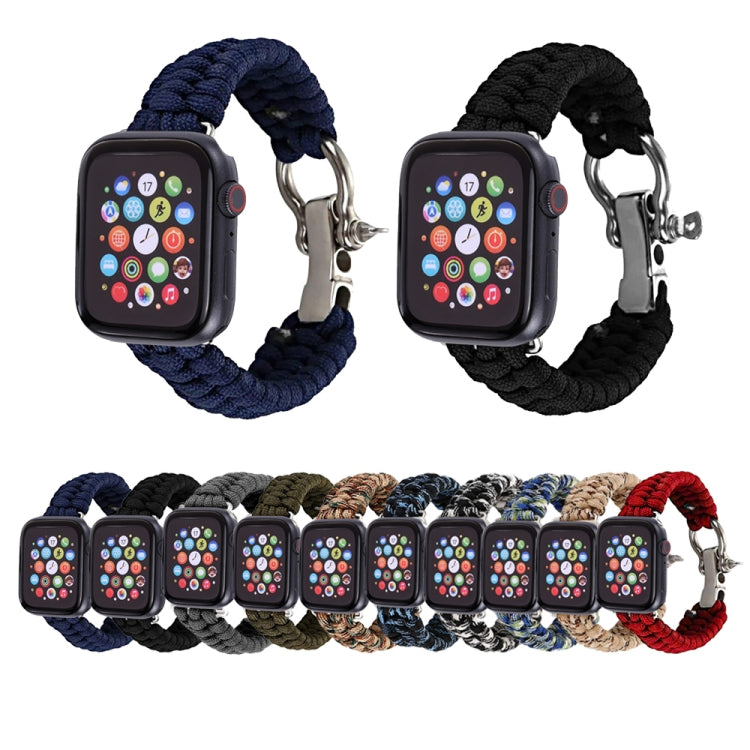 For Apple Watch Ultra 49mm&Watch Ultra 2 49mm / Series 9&8&7 45mm / SE 3&SE 2&6&SE&5&4 44mm / 3&2&1 42mm Umbrella Cord Nylon Braided Watch Band(Black White) - Watch Bands by buy2fix | Online Shopping UK | buy2fix