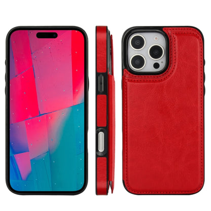 For iPhone 16 Pro Max Double Buckle Crazy Horse Texture PU Phone Case(Red) - iPhone 16 Pro Max Cases by buy2fix | Online Shopping UK | buy2fix