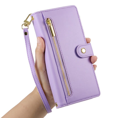 For Redmi K70 Nine Card-slot Zipper Wallet Bag Leather Phone Case(Purple) - K70 Cases by buy2fix | Online Shopping UK | buy2fix