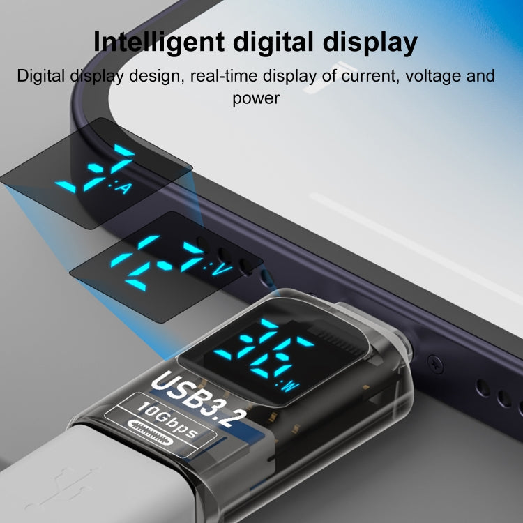 60W 10Gbps Intelligent Digital Display Fast Charge Adapter USB-A to USB-A - Converter & Adapter by buy2fix | Online Shopping UK | buy2fix