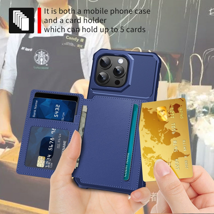 For iPhone 16 Pro Max Magnetic Wallet Card Bag Leather Phone Case(Blue) - iPhone 16 Pro Max Cases by buy2fix | Online Shopping UK | buy2fix