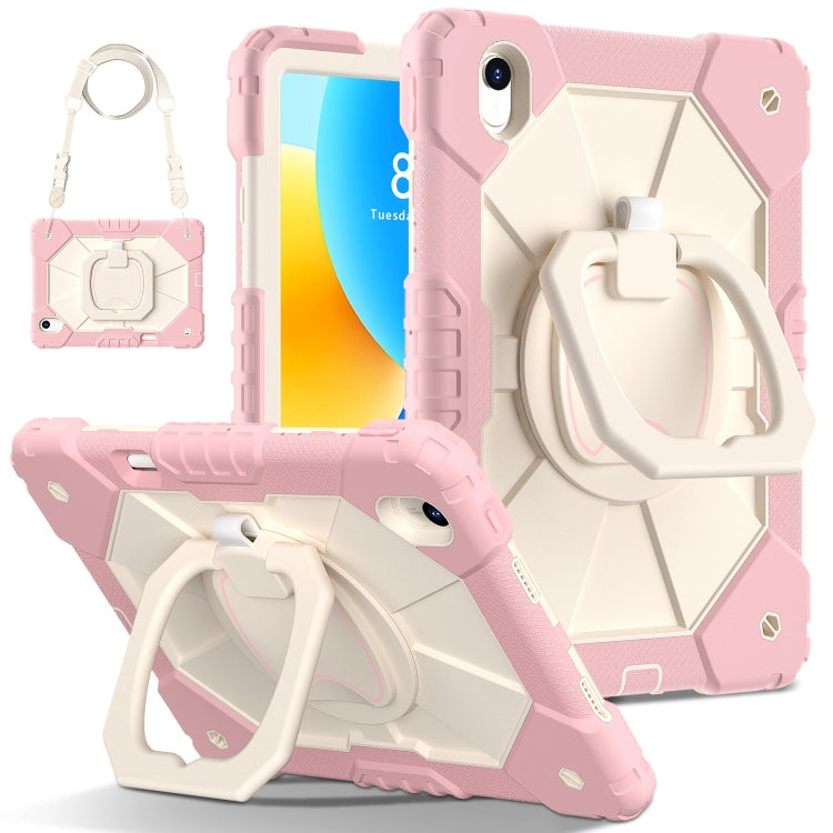 For Huawei Matepad 11.5 2023 Contrast Color Robot Silicone Hybrid PC Tablet Case(Rose Gold Beige) - Huawei by buy2fix | Online Shopping UK | buy2fix