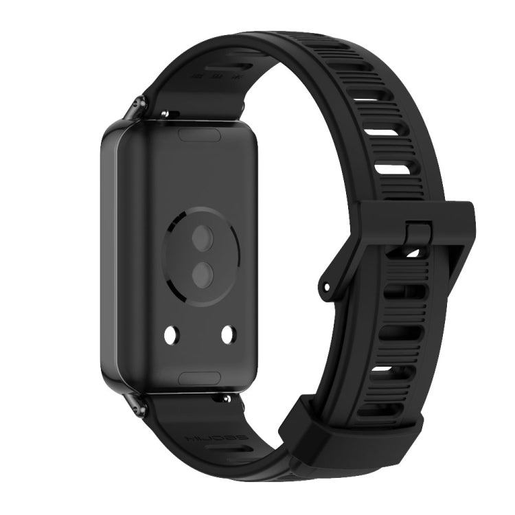 For Honor Band 9 MIJOBS Flat Hole Breathable TPU Watch Band(Black) - Watch Bands by MIJOBS | Online Shopping UK | buy2fix