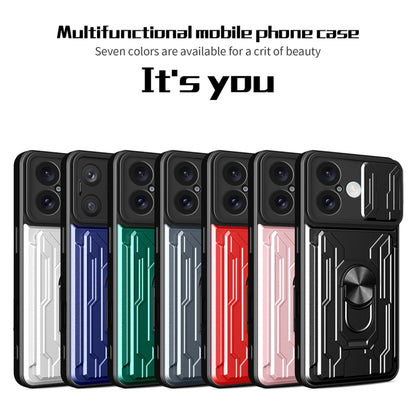 For iPhone 16 Sliding Camshield TPU+PC Phone Case with Card Slot(White) - iPhone 16 Cases by buy2fix | Online Shopping UK | buy2fix