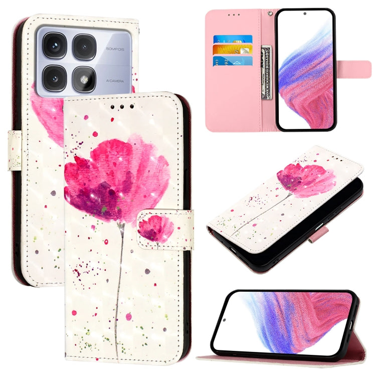 For Redmi K70 Ultra 5G Global 3D Painting Horizontal Flip Leather Phone Case(Flower) - Xiaomi Cases by buy2fix | Online Shopping UK | buy2fix