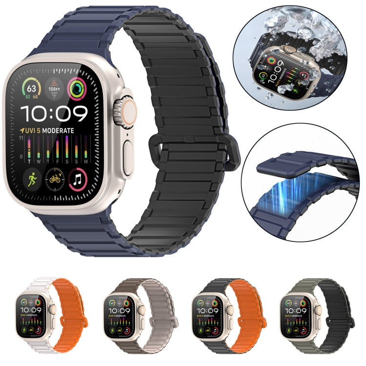 For Apple Watch Series 7 45mm DUX DUCIS KJ Series Magnetic Buckle Silicone Watch Band(Black Orange) - Watch Bands by DUX DUCIS | Online Shopping UK | buy2fix