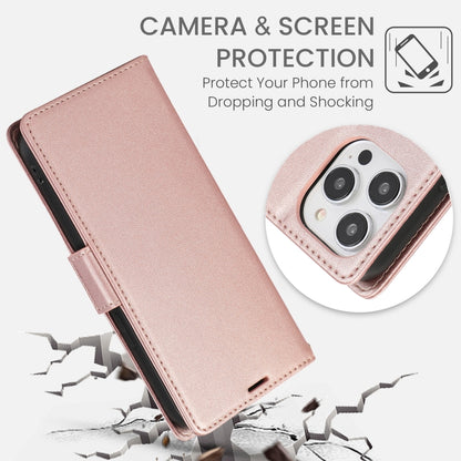 For iPhone 16 Pro Max Side Buckle RFID Anti-theft Leather Phone Case(Rose Gold) - iPhone 16 Pro Max Cases by buy2fix | Online Shopping UK | buy2fix