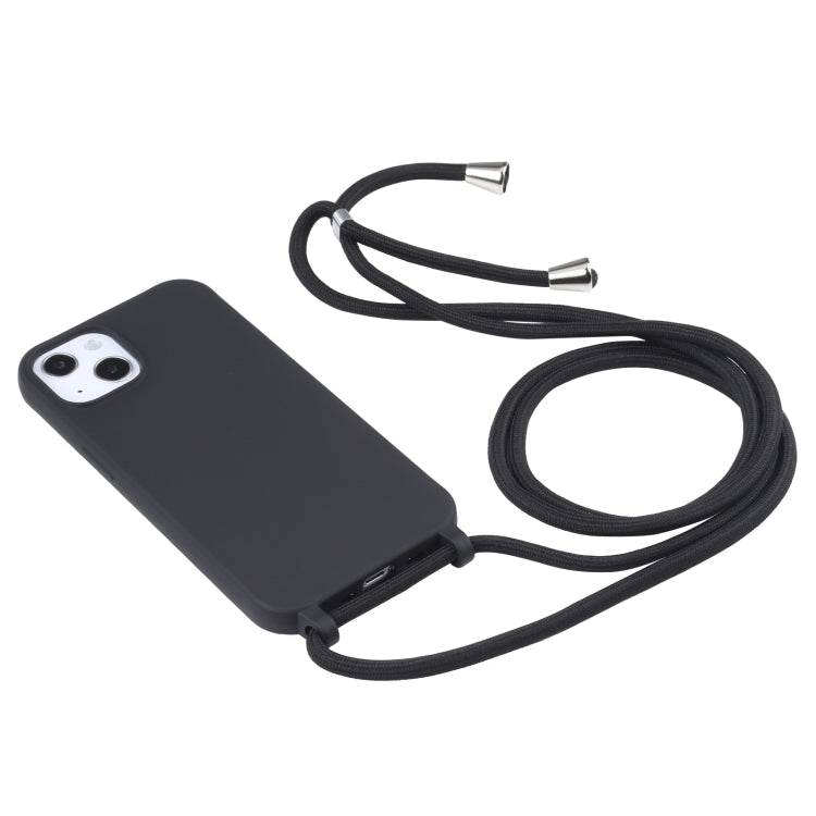 For iPhone 16 Candy Colors TPU Protective Phone Case with Lanyard(Black) - iPhone 16 Cases by buy2fix | Online Shopping UK | buy2fix