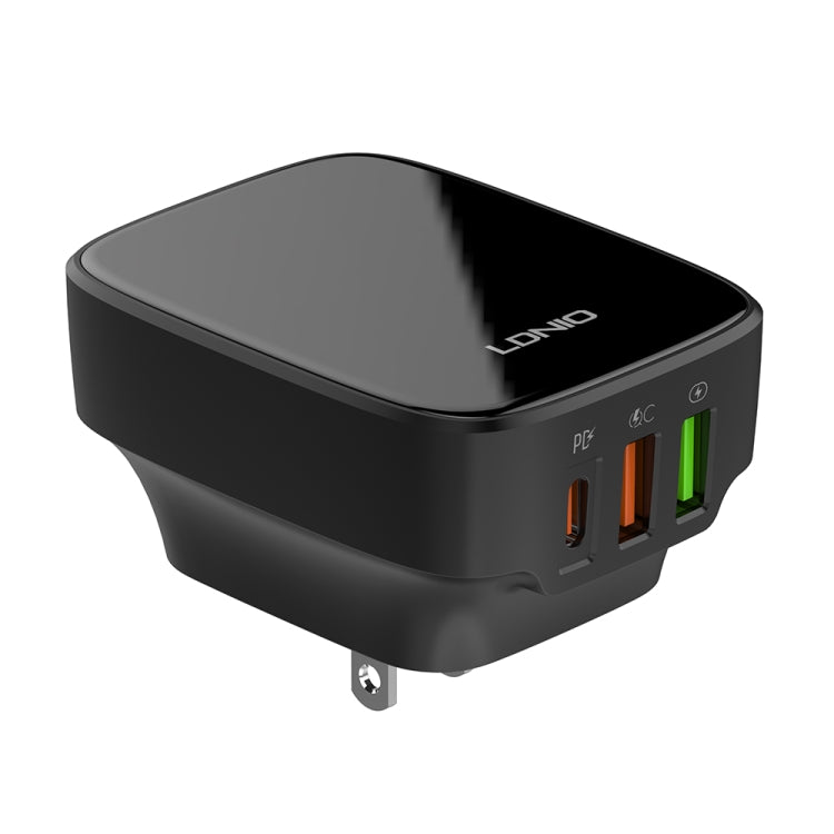 LDNIO Q334 32W Type-C + Dual USB Port Charger with 1m Micro USB Data Cable, Plug Type:US Plug(Black) - USB Charger by LDNIO | Online Shopping UK | buy2fix