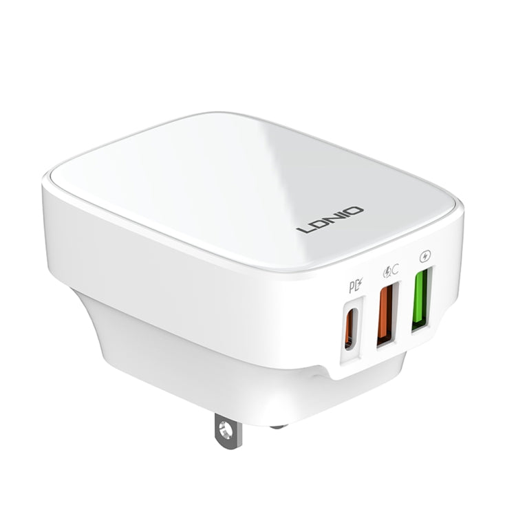 LDNIO Q334 32W Type-C + Dual USB Port Charger with 1m USB-C / Type-C Data Cable, Plug Type:US Plug(White) - USB Charger by LDNIO | Online Shopping UK | buy2fix