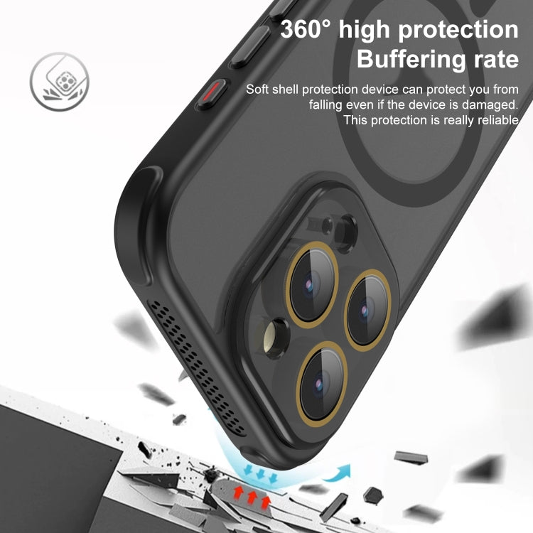 For iPhone 16 Side Cooling Skin Feel Frosted MagSafe Magnetic Phone Case(Black) - iPhone 16 Cases by buy2fix | Online Shopping UK | buy2fix