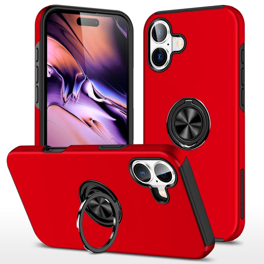 For iPhone 16 Plus PC Hybrid TPU Magnetic Ring Holder Phone Case(Red) - iPhone 16 Plus Cases by buy2fix | Online Shopping UK | buy2fix