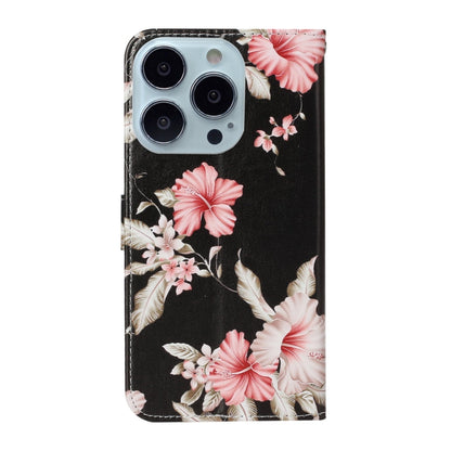 For iPhone 16 Pro Max Colored Drawing Marble Pattern Leather Phone Case(Azalea) - iPhone 16 Pro Max Cases by buy2fix | Online Shopping UK | buy2fix