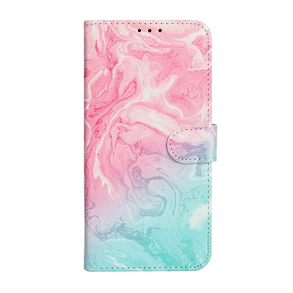 For iPhone 16 Pro Max Colored Drawing Marble Pattern Leather Phone Case(Pink Green Marble) - iPhone 16 Pro Max Cases by buy2fix | Online Shopping UK | buy2fix