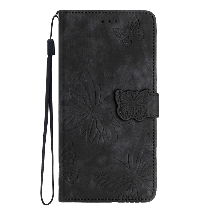 For iPhone 16 Pro Max Skin-feel Embossed Butterfly Leather Phone Case(Black) - iPhone 16 Pro Max Cases by buy2fix | Online Shopping UK | buy2fix