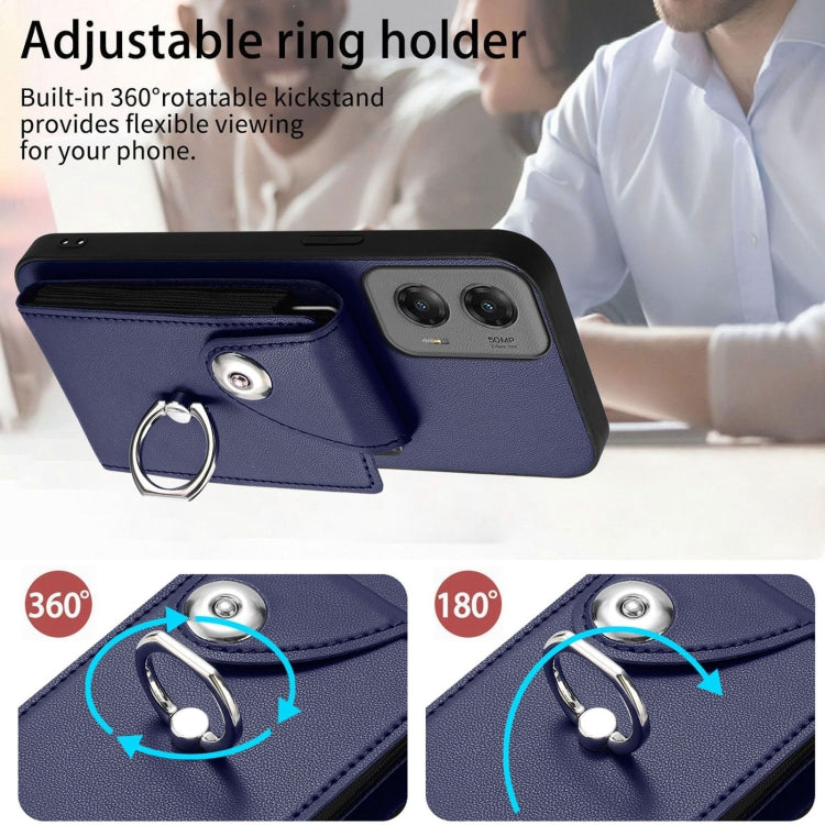 For Motorola Moto G Stylus 5G 2024 Organ Card Bag Ring Holder Phone Case(Blue) - Motorola Cases by buy2fix | Online Shopping UK | buy2fix