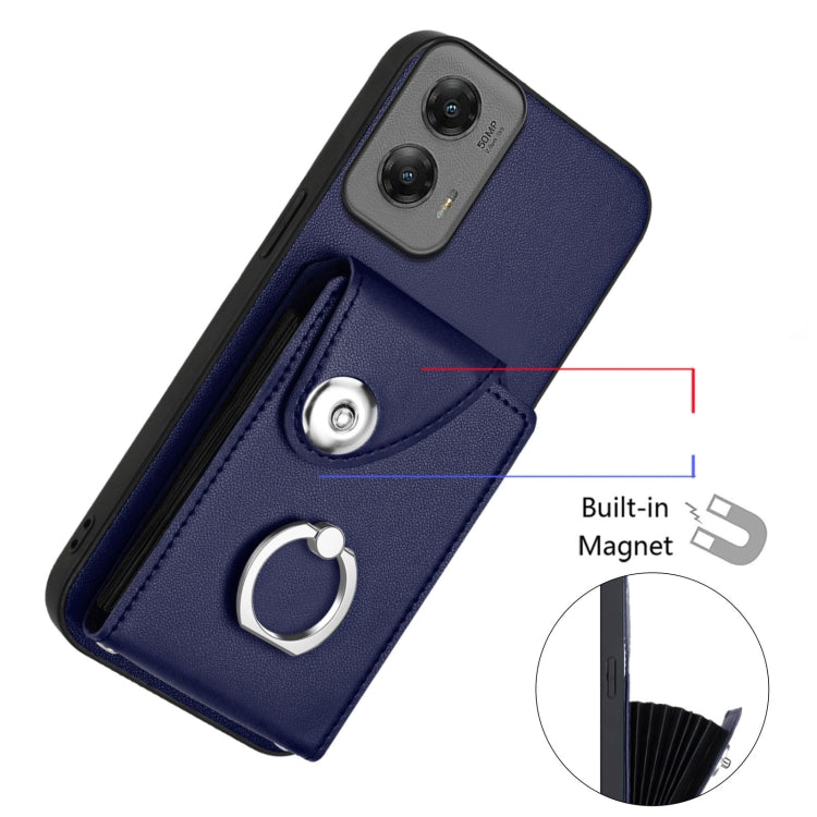 For Motorola Moto G Stylus 5G 2024 Organ Card Bag Ring Holder Phone Case(Blue) - Motorola Cases by buy2fix | Online Shopping UK | buy2fix