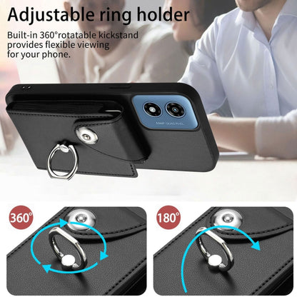 For Motorola Moto G Play 2024 5G Organ Card Bag Ring Holder Phone Case(Black) - Motorola Cases by buy2fix | Online Shopping UK | buy2fix