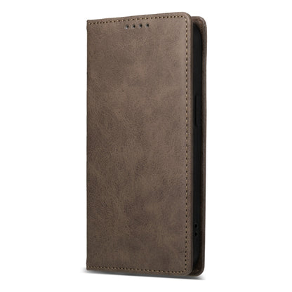 For iPhone 16 Pro Business Solid Color Magnetic RFID Leather Phone Case(Brown) - iPhone 16 Pro Cases by buy2fix | Online Shopping UK | buy2fix