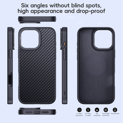 For iPhone 16 Pro Max Carbon Fiber Kevlar Lens Holder MagSafe Magnetic Phone Case(Black) - iPhone 16 Pro Max Cases by buy2fix | Online Shopping UK | buy2fix