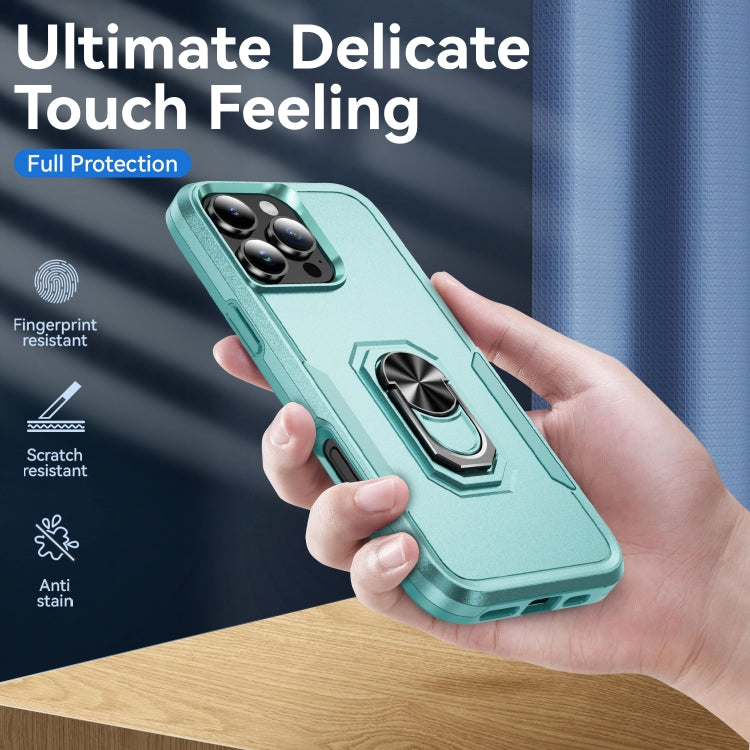 For iPhone 16 Pro Pioneer Armor Heavy Duty PC + TPU Phone Case with Holder(Green) - iPhone 16 Pro Cases by buy2fix | Online Shopping UK | buy2fix