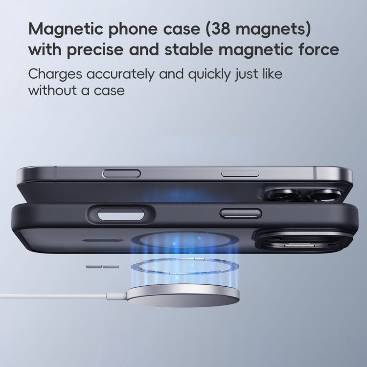 For iPhone 16 Pro Max Frosted Lens Holder MagSafe Magnetic Phone Case(Grey) - iPhone 16 Pro Max Cases by buy2fix | Online Shopping UK | buy2fix