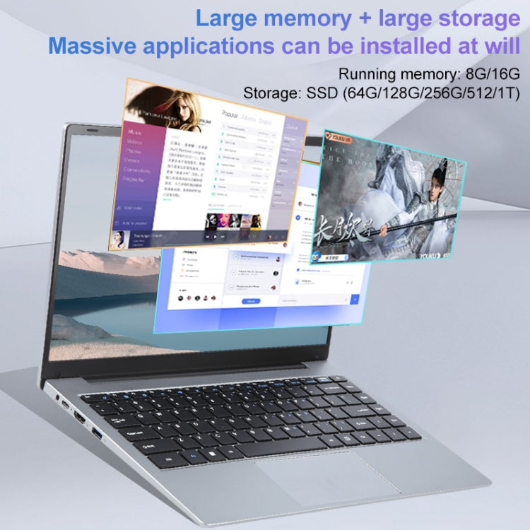 14 inch Windows 11 Laptop, 8GB+128GB, Gen 4th Intel Core i5 CPU, 180 Degree Rotation Axis(Silver) - Others by buy2fix | Online Shopping UK | buy2fix