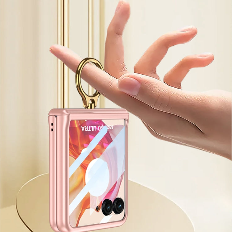 For Motorola Razr 50 Ultra GKK Integrated Magnetic Hinged Flip Case with Ring Holder(Pink) - Motorola Cases by GKK | Online Shopping UK | buy2fix