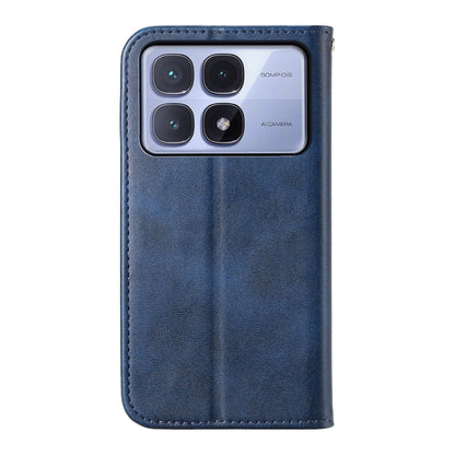 For Redmi K70 Ultra Cubic Grid Calf Texture Magnetic Leather Phone Case(Blue) - Xiaomi Cases by buy2fix | Online Shopping UK | buy2fix