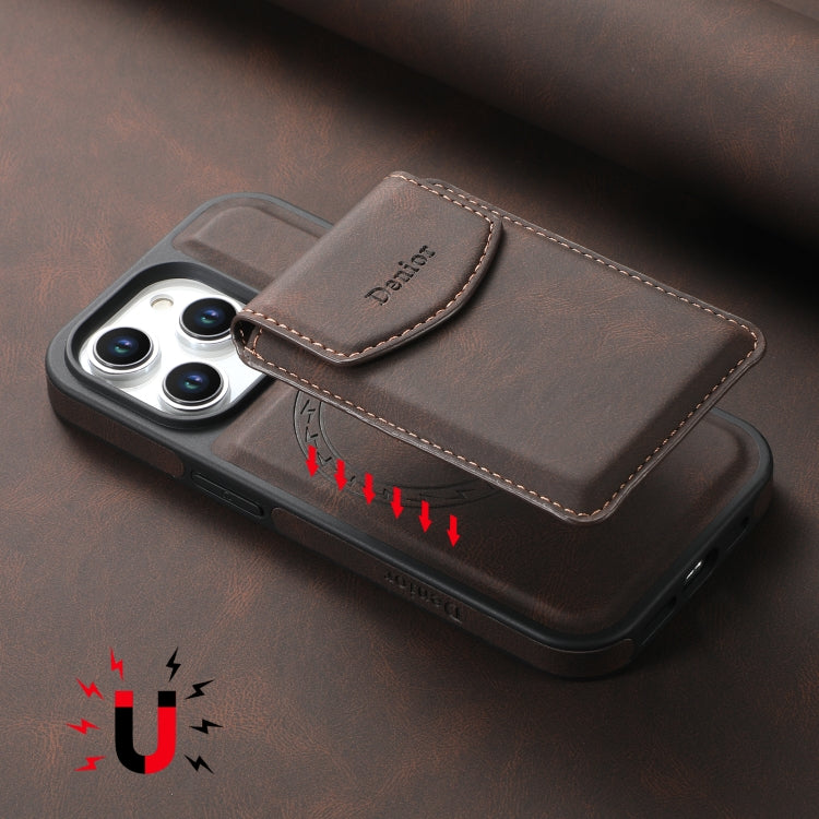 For iPhone 16 Pro Denior D19 Skin Feel MagSafe Detachable Card Slot Phone Case(Brown) - iPhone 16 Pro Cases by Denior | Online Shopping UK | buy2fix