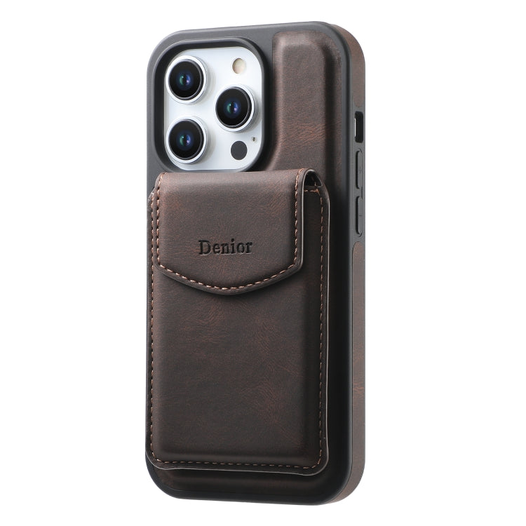 For iPhone 16 Pro Denior D19 Skin Feel MagSafe Detachable Card Slot Phone Case(Brown) - iPhone 16 Pro Cases by Denior | Online Shopping UK | buy2fix