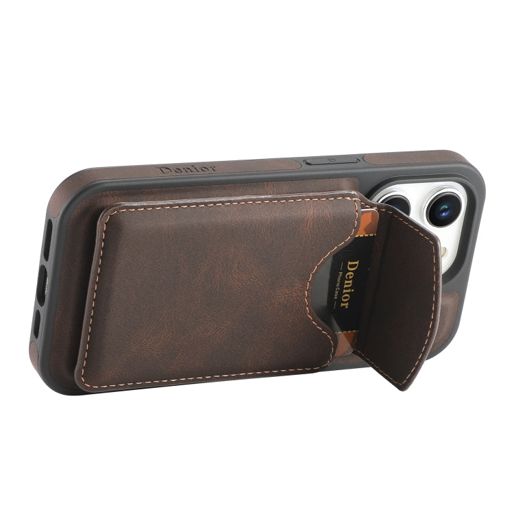 For iPhone 16 Pro Denior D19 Skin Feel MagSafe Detachable Card Slot Phone Case(Brown) - iPhone 16 Pro Cases by Denior | Online Shopping UK | buy2fix