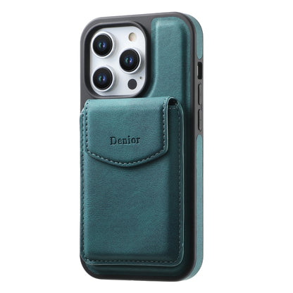 For iPhone 14 / 13 Denior D20 Skin Feel MagSafe Holder Detachable Card Slot Phone Case(Blue) - iPhone 14 Cases by Denior | Online Shopping UK | buy2fix