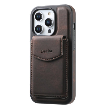 For iPhone 12 / 12 Pro Denior D20 Skin Feel MagSafe Holder Detachable Card Slot Phone Case(Brown) - iPhone 12 / 12 Pro Cases by Denior | Online Shopping UK | buy2fix