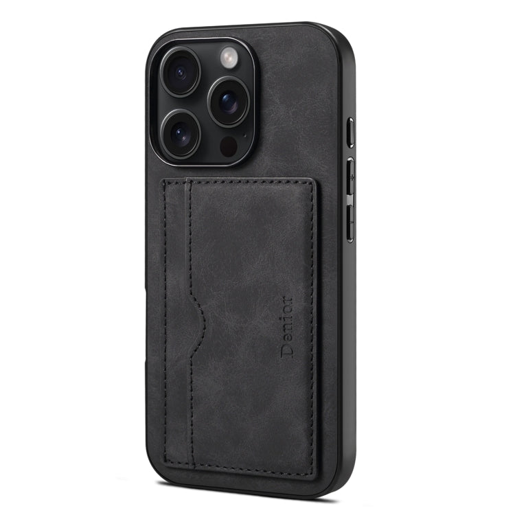 For iPhone 16 Pro Max Denior D08 PU Single Card Slot Holder Phone Case(Black) - iPhone 16 Pro Max Cases by Denior | Online Shopping UK | buy2fix