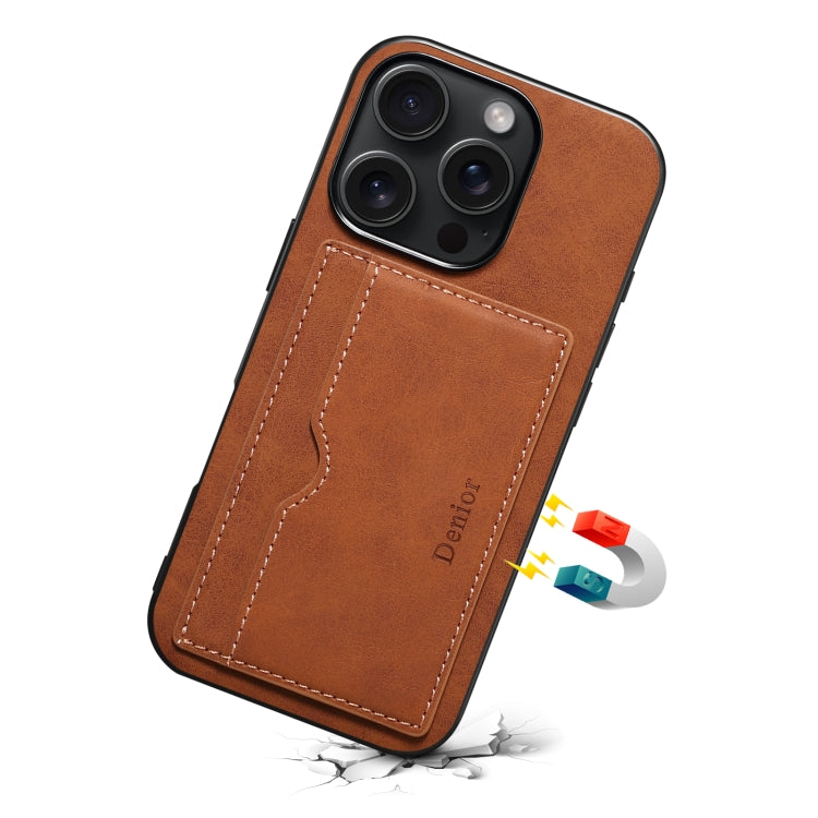 For iPhone 16 Pro Max Denior D08 PU Single Card Slot Holder Phone Case(Brown) - iPhone 16 Pro Max Cases by Denior | Online Shopping UK | buy2fix