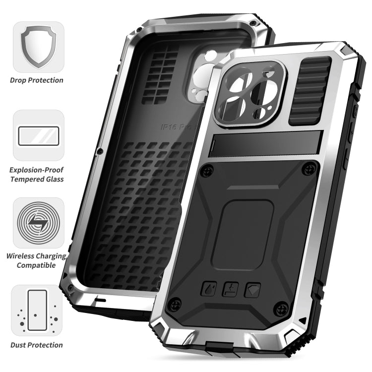 For iPhone 16 Pro Max R-JUST Life Waterproof Dustproof Shockproof Phone Case(Silver) - iPhone 16 Pro Max Cases by R-JUST | Online Shopping UK | buy2fix