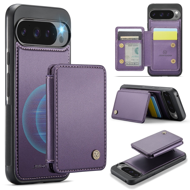 For Google Pixel 9 Pro XL JEEHOOD J05 Business Magnetic Style RFID Leather Phone Case(Purple) - Google Cases by JEEHOOD | Online Shopping UK | buy2fix