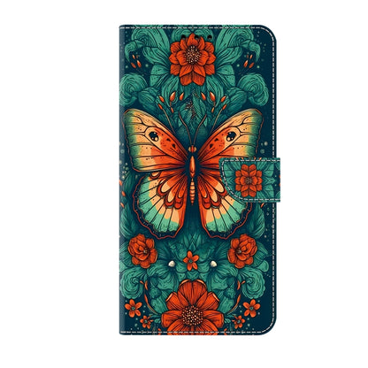 For iPhone 16 Pro Max Crystal Painted Leather Phone case(Flower Butterfly) - iPhone 16 Pro Max Cases by buy2fix | Online Shopping UK | buy2fix