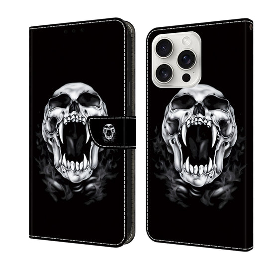 For iPhone 16 Pro Crystal Painted Leather Phone case(Skull) - iPhone 16 Pro Cases by buy2fix | Online Shopping UK | buy2fix